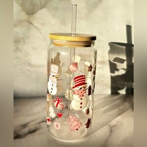 Holiday Snowman Tumbler with Bamboo Lid